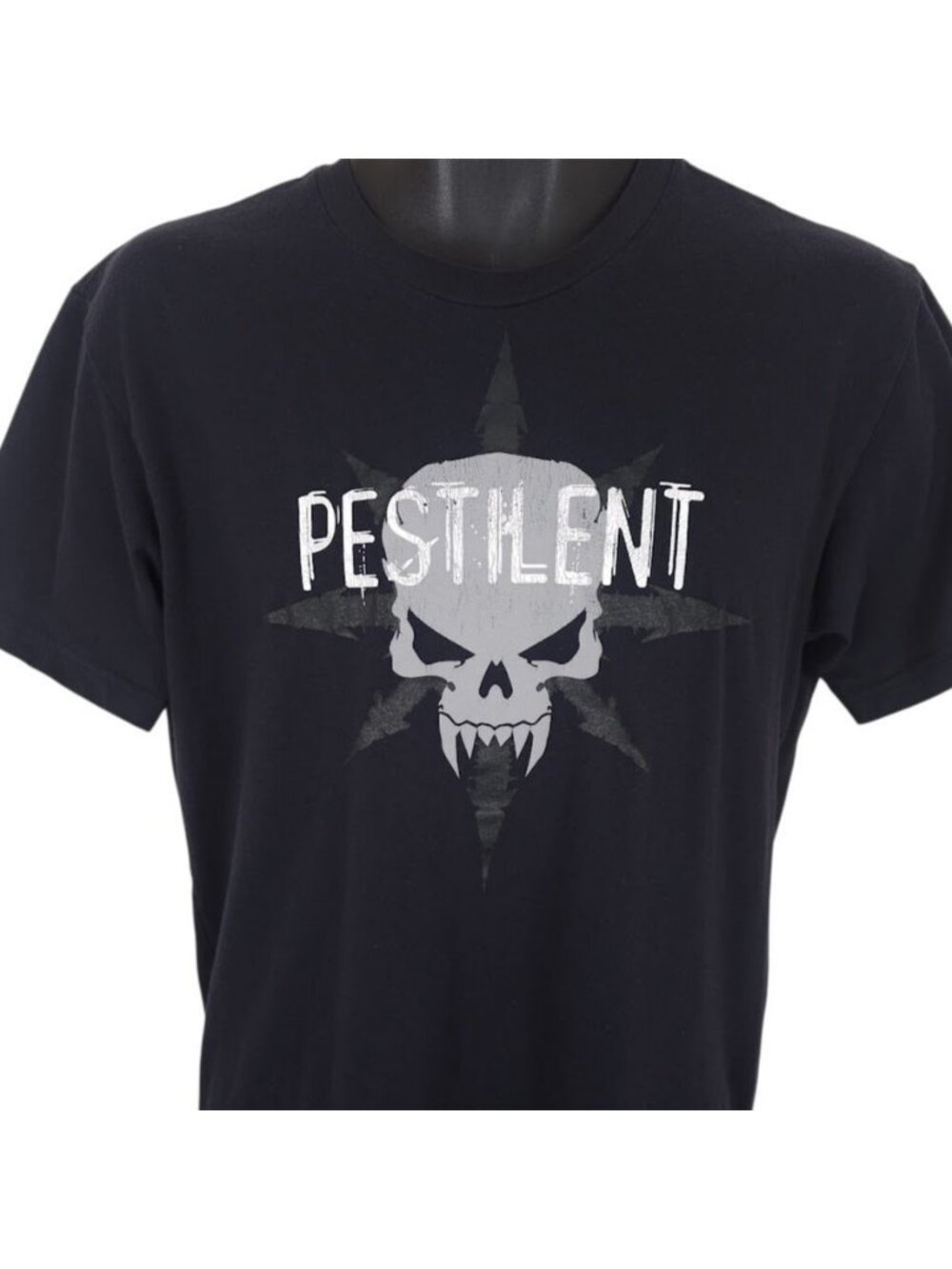 Pestilent T Shirt Mens Size Medium Black Skull Fangs Skeleton Streetwear